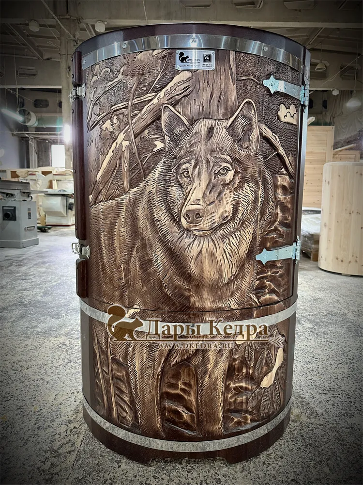 Кедровая бочка (фитобочка) «Сибирский волк»