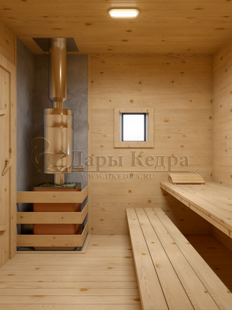 Каркасно-щитовая баня из кедра «Оптима» с верандой